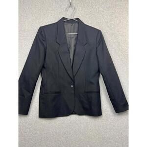 Vintage St. Michael Blazer Womens 12 Pure New Wool Black Classic Career Work